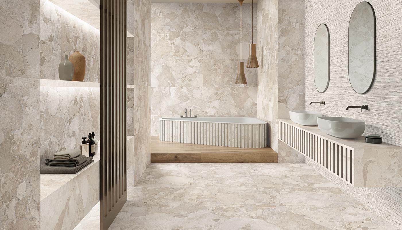 Porcelain Stoneware Ergon Matera Stone Wood,stone Bathroom Rovere Imbrunito ,greige Sassi,white Sassi,greige Ritmo Gallery Image | Emilceramica Porcelain Stoneware Ergon Matera Stone Wood,stone Bathroom Rovere Imbrunito ,greige Sassi,white Sassi,greige Ritmo Gallery Image | Emilceramica