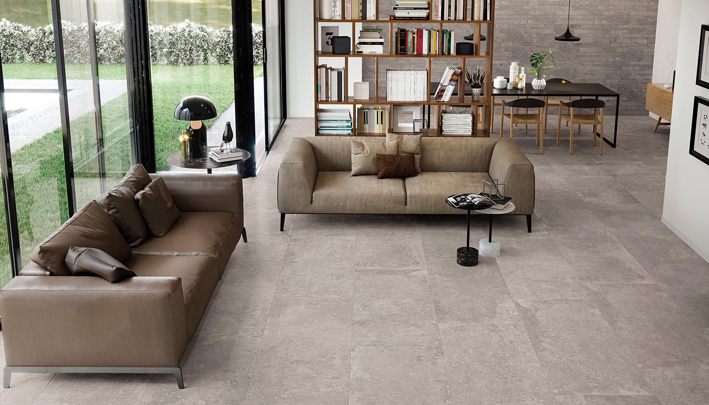 Porcelain Stoneware Viva Heritage Stone Living Room Grey Gallery Image | Emilceramica Porcelain Stoneware Viva Heritage Stone Living Room Grey Gallery Image | Emilceramica